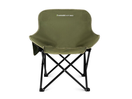 Delphin WASABI SHORTback compacte opvouwbare stoel in groene uitvoering met zijvak voor accessoires en verkorte rugleuning voor