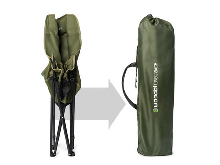 De Delphin WASABI LONGback is een comfortabele, betaalbare opvouwbare stoel met een hoge rugleuning (60 cm) en een traagschuim 