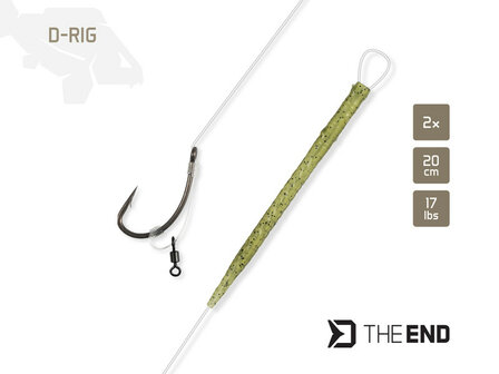 Kant-en-klare transparante Delphin THE END D-Rig karper onderlijn van 0.35mm fluorocarbon met Mustad THORN Shanker haak, D-lus 