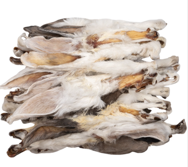 Voskes gedroogde konijnenoren met vacht 100 procent natuurlijke en hypoallergene kauwsnack voor honden in grootverpakking van 4