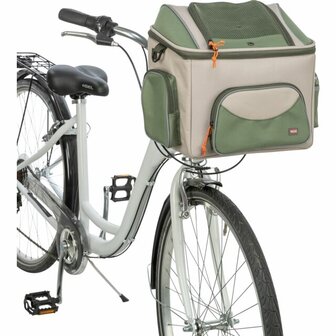 TRIXIE stuur fietsmand groen beige voor kleine hond tot 6 kg met beugelhouder