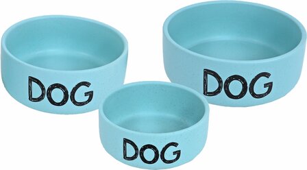 Boon voer- en waterbak steen DOG mat mintblauw