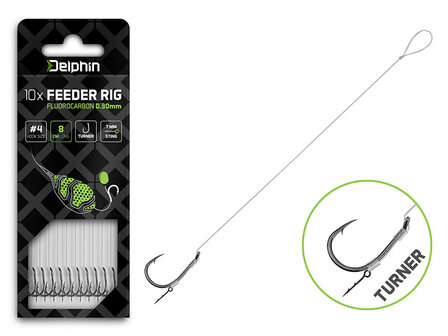 Kant-en-klare fluorocarbon method feeder onderlijn met TURNER haak en bait spike