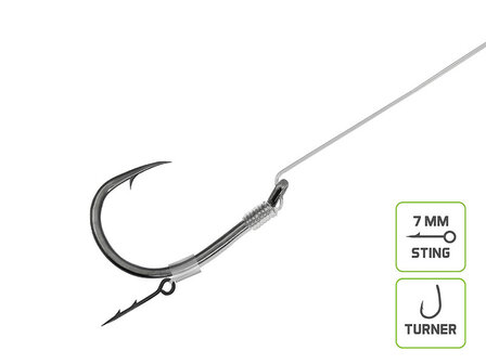 Kant-en-klare fluorocarbon method feeder onderlijn met TURNER haak en bait spike