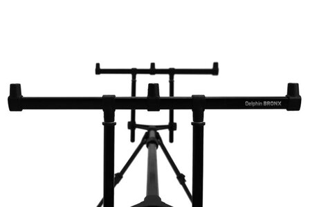Delphin Rodpod Bronx zwarte aluminium rodpod voor 3 hengels inclusief opbergtas, buzzerbar