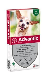 Advantix teken en vlooiendruppels honden tot 4kg