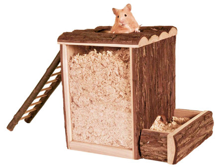 Houten hamster speel en graaftoren 25cm