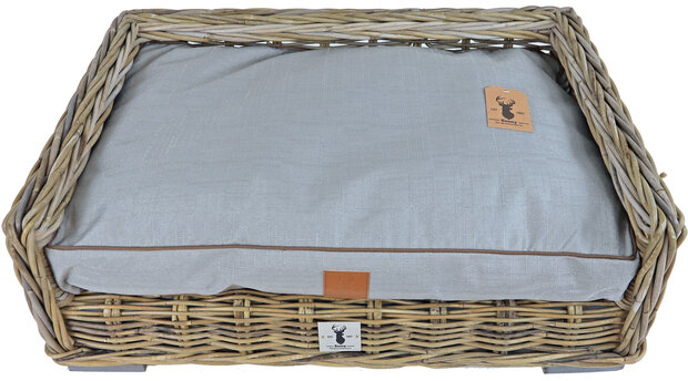 Rotan Hondenmand met est 1941 hondenkussen grey 100x 70cm