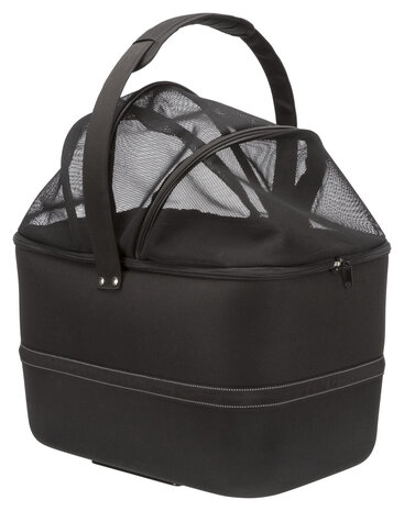 Trixie hondenmand voor fietsstuur zwart met gaasafdekking en regenkap voor honden tot 6 kg reistas