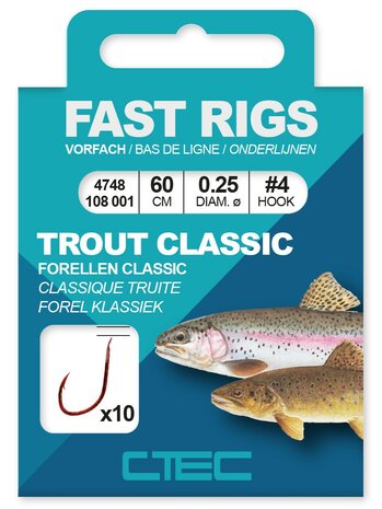 C-Tec Forel Fast Rig Trout Onderlijn met haak 100 cm det.1