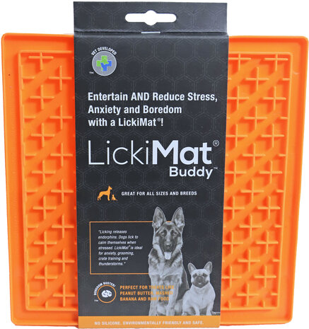 Lickimat likmat buddy hond oranje 20x20 cm