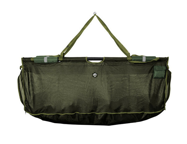 Weigh Sling Bag 125×45×30 cm met drijvers, reflecterende strips en draagriemen voor karpervissen