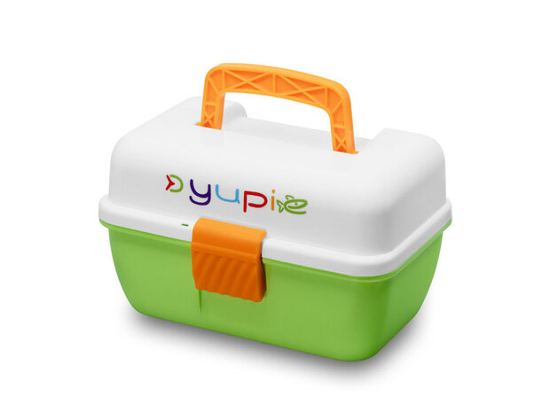 Delphin Yupie viskoffer – groene en witte tacklebox voor jonge vissers