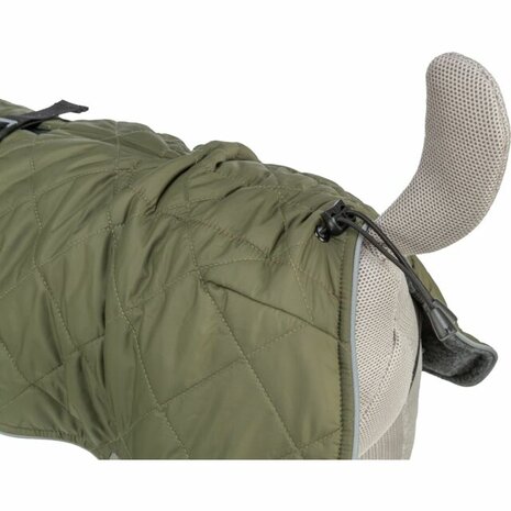 Groene Trixie hondenjas Minot met fleece voering en waterdichte ritsen staart