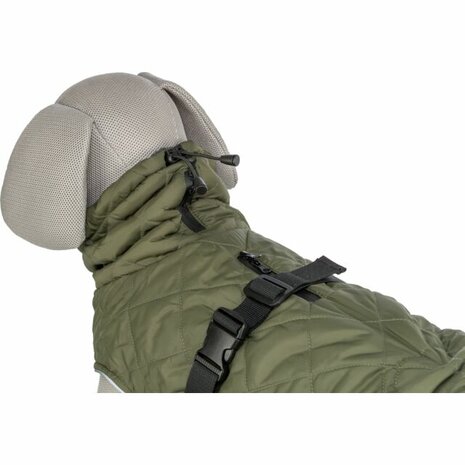 Groene Trixie hondenjas Minot met fleece voering en waterdichte ritsen- nek