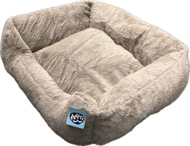 Adori hondenmand Maya taupe 86x68x30 cm pluche hondenmand met hoge randen en lage instap