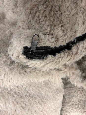 Adori hondenmand Maya taupe 86x68x30 cm pluche hondenmand met hoge randen en lage instap rits