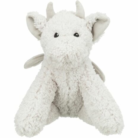 Trixie pluche hondenspeeltje witte draak Elwin 28 cm &ndash; hondenspeelgoed met geluid, interactief spel