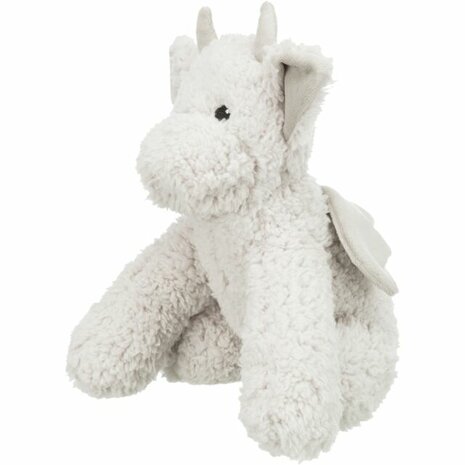 Trixie pluche hondenspeeltje witte draak Elwin 28 cm &ndash; hondenspeelgoed met geluid, interactief spel