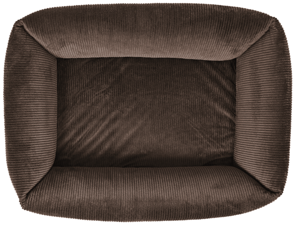 Petlando orthopedische hondenmand Luke bruin met ribstof en zachte vulling voor optimaal ligcomfort bovenkant