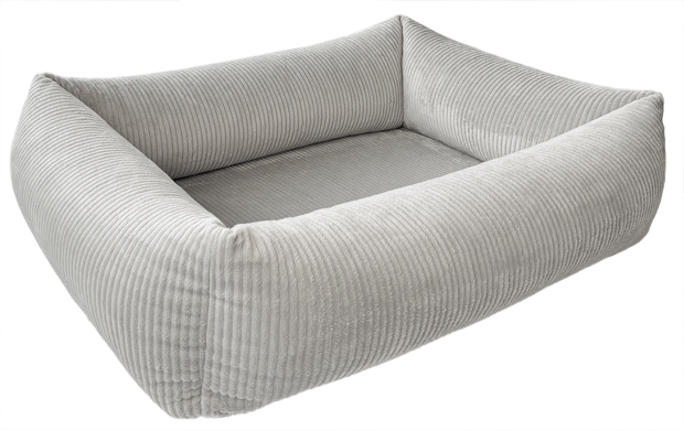 Petlando Luke orthopedische hondenmand grijs ribstof met afritsbare hoes en antislip bodem