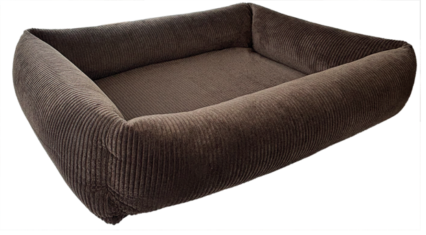 Petlando orthopedische hondenmand Luke bruin met ribstof en zachte vulling voor optimaal ligcomfort