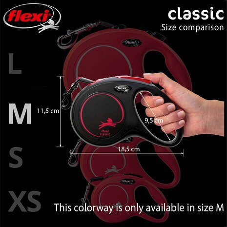 Flexi New Classic lint hondenlijn 5m zwart rood maat M