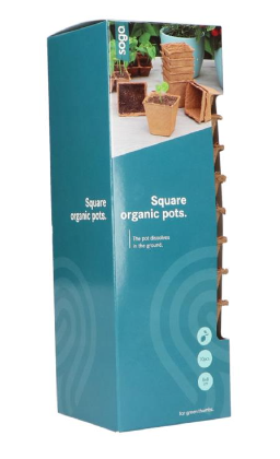 SOGO turfpotjes 8cm vierkant 10 stuks biologisch afbreekbare kweekpotjes voor zaaien en stekken verpakking