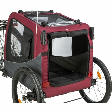 Trixie hondenfietskar grijs rood medium voor honden tot 22 kg