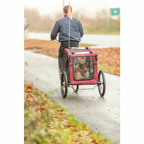 Trixie hondenfietskar grijs rood medium voor honden tot 22 kg