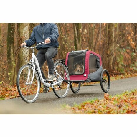 Trixie hondenfietskar grijs rood medium voor honden tot 22 kg