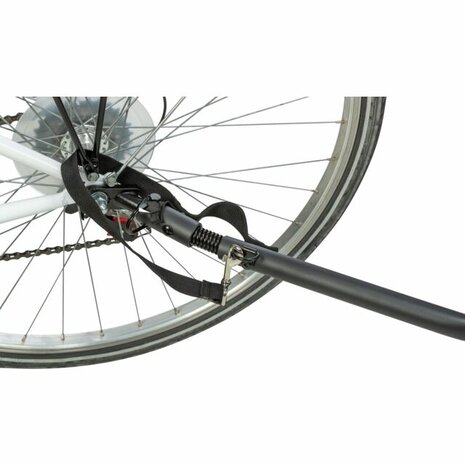 Inklapbare TRIXIE hondenfietskar XL in grijs en zwart met gaas-inzetstukken, reflectoren en een veiligheidsvlag. Fietsaansluiti