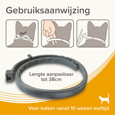 De verpakking van een Beaphar Medicinale halsband van 38 cm voor katten tegen vlooien en teken.
