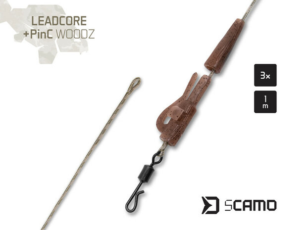Gecamoufleerde sCAMO leadcore rigs met safety clip voor het karpervissen