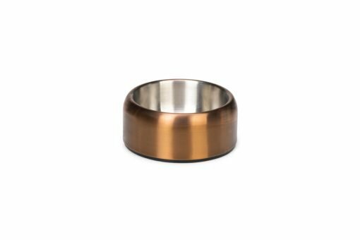Elegante bronzen Designed by Lotte Noar hondenvoerbak van RVS met antislipbodem