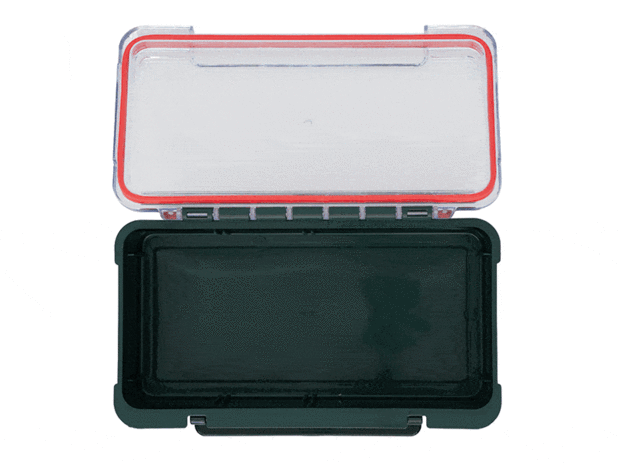 Delphin TBX Case Clip Ideal compacte waterdichte tacklebox met transparant deksel en uitneembare schotjes voor visspullen
