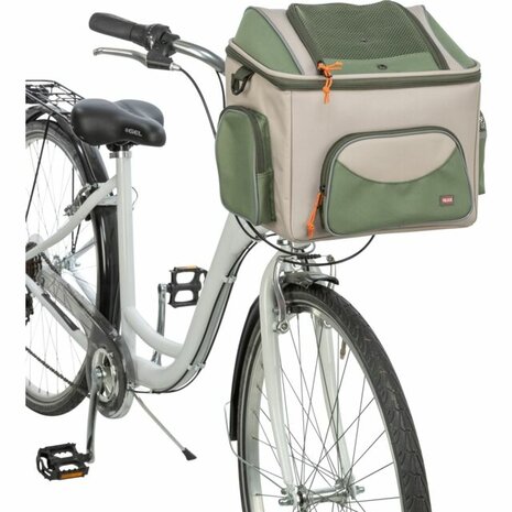 TRIXIE stuur fietsmand groen beige voor kleine hond tot 6 kg met beugelhouder