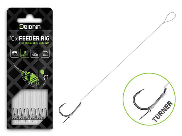 Kant-en-klare fluorocarbon method feeder onderlijn met TURNER haak en bait spike