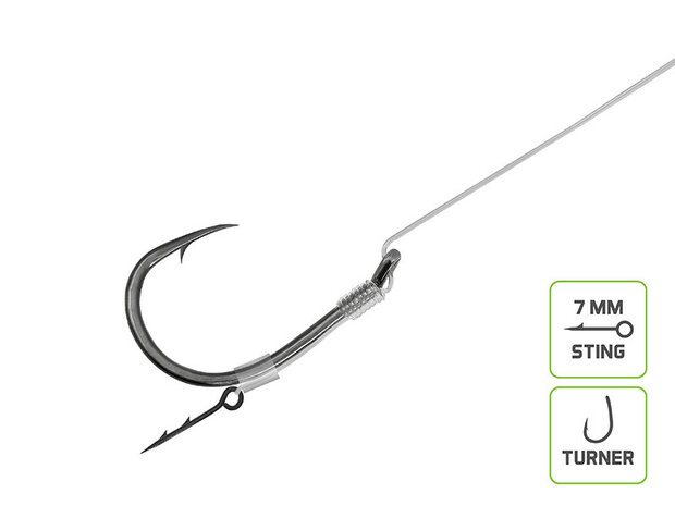 Kant-en-klare fluorocarbon method feeder onderlijn met TURNER haak en bait spike