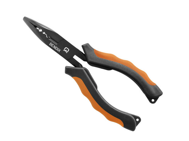 Delphin BENDIX multipurpose onthakringstang met gebogen bek en oranje zwarte handvatten