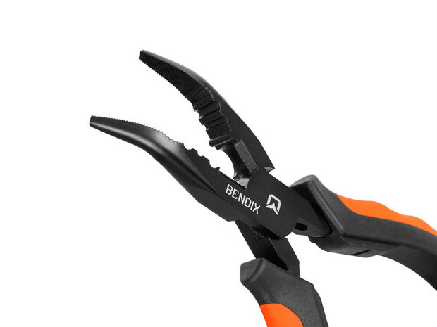 Delphin BENDIX multipurpose onthakringstang met gebogen bek en oranje zwarte handvatten