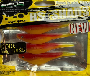 HS 910 Shad pointy tail 85 yelluw red