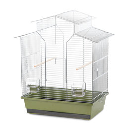 Vogelkooi IZA 2 – Chroom Tralies & Groene Onderbak